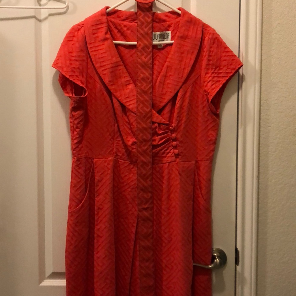 Orange dress size 16 with belt and pockets